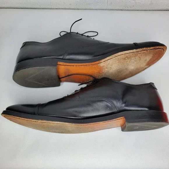 Allen Edmonds Park Avenue Black Leather Cap Toe Oxfords Dress Shoes Size 14 2A